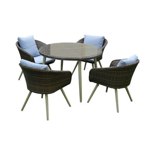 Rattan Outdoor Table Chairs Set Brown