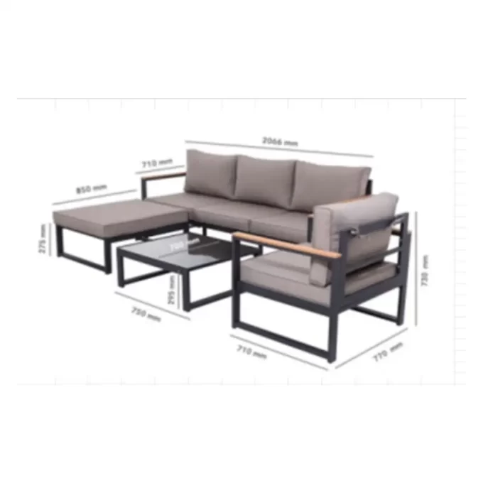 Aluminum 5 Seaters Outdoor Furniture Sofa set