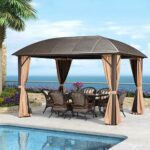 3x4m Rectangular Roof Aluminum Gazebo Brown