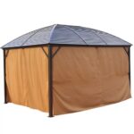 3x4m Rectangular Roof Aluminum Gazebo Brown - Image 4