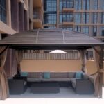 3x4m Rectangular Roof Aluminum Gazebo Brown - Image 8