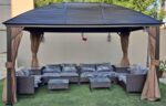 3x4m Rectangular Roof Aluminum Gazebo Brown - Image 3