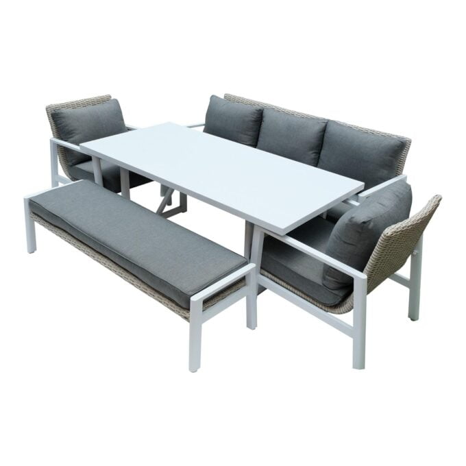 Swin Aluminium & Rattan 7-Seater Sofa Set with Table and Cushion