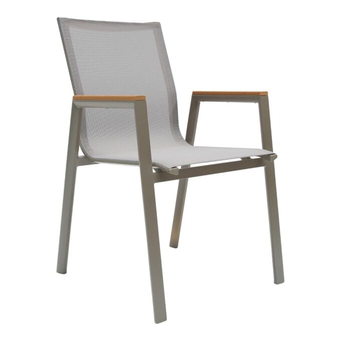Swin Aluminum Dining Chair in Brown and Grey