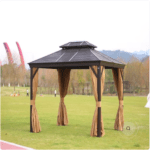 3x4m Rectangular Roof Aluminum Gazebo Brown - Image 2
