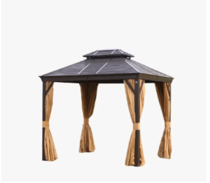 3x4m Rectangular Roof Aluminum Gazebo Brown