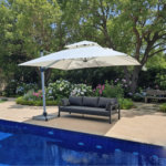 Swin Aluminum Garden Umbrella White Color With Rotating Handle