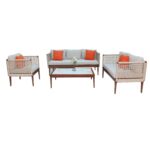 Swin Aluminum Hand Rope 6-Seater Outdoor Garden Furniture Sofa Set - Image 2