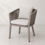 Swin Modern Patio Outdoor Aluminum And Rope Dining Chair with  Cushions Grey