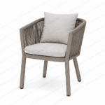 Swin Modern Patio Outdoor Aluminum And Rope Dining Chair with  Cushions Grey - Image 2