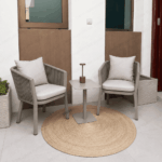 Swin Modern Patio Outdoor Aluminum And Rope Dining Chair with  Cushions Grey - Image 5