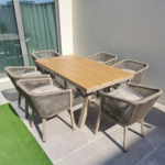 Swin Sleek Aluminium & WPC Rectangle Shape Outdoor Dining Table - Image 6