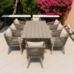 Swin Luxurious Aluminum Frame 8-Seater Outdoor Dining Set with Cushions for Balcony and Backyard - Image 8