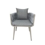 Swin Stylish Aluminum & Rope Outdoor Patio Dining Chair With Cushion Grey