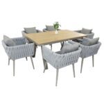 Swin  Exceptional Aluminum Frame WPC  6-Seater Outdoor Dining Set with Cushions for Garden and Patio