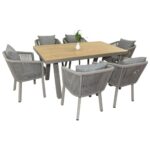 Swin  Luxurious Aluminum Frame WPC 6-Seater Outdoor Dining Set with Cushions for Balcony and Backyard - Image 2