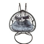 Swin Fancy Outdoor Iron Hanging Chair With  Comfortable Cushion for Garden Balcony Terrace and Patio, Grey - Image 2