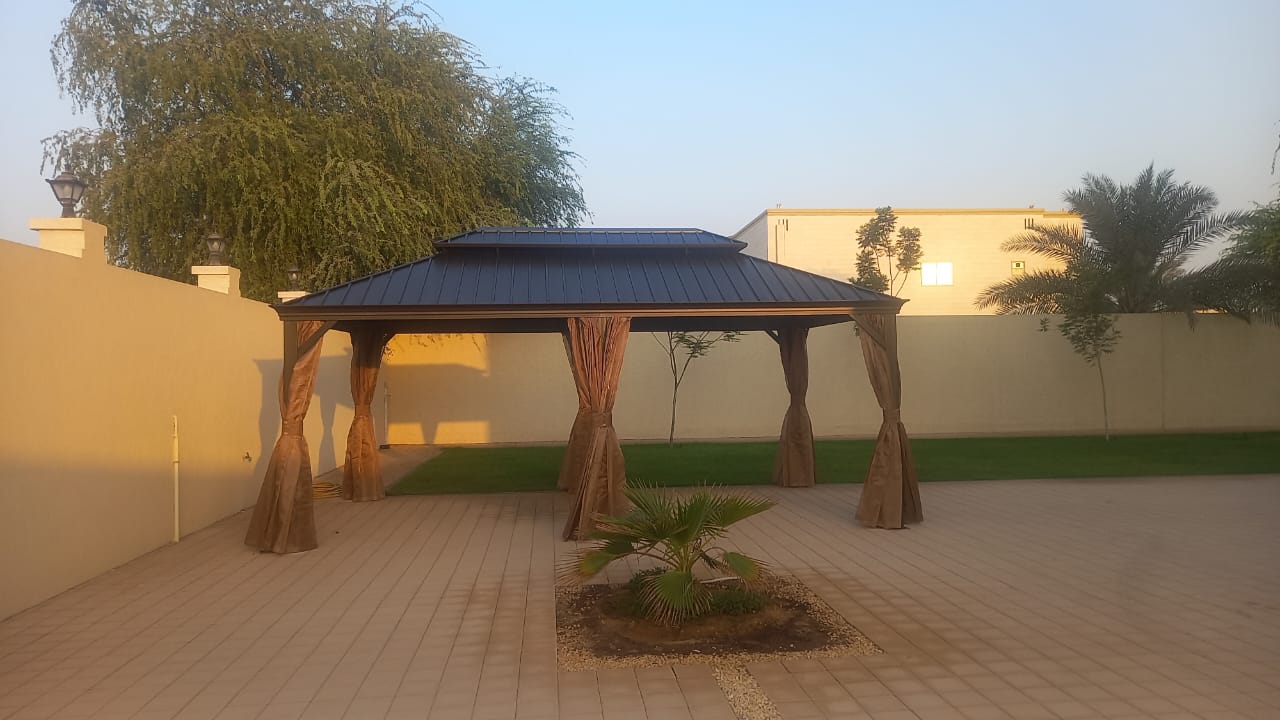 3.65x6m  Double Roof Aluminum Gazebo Brown photo review