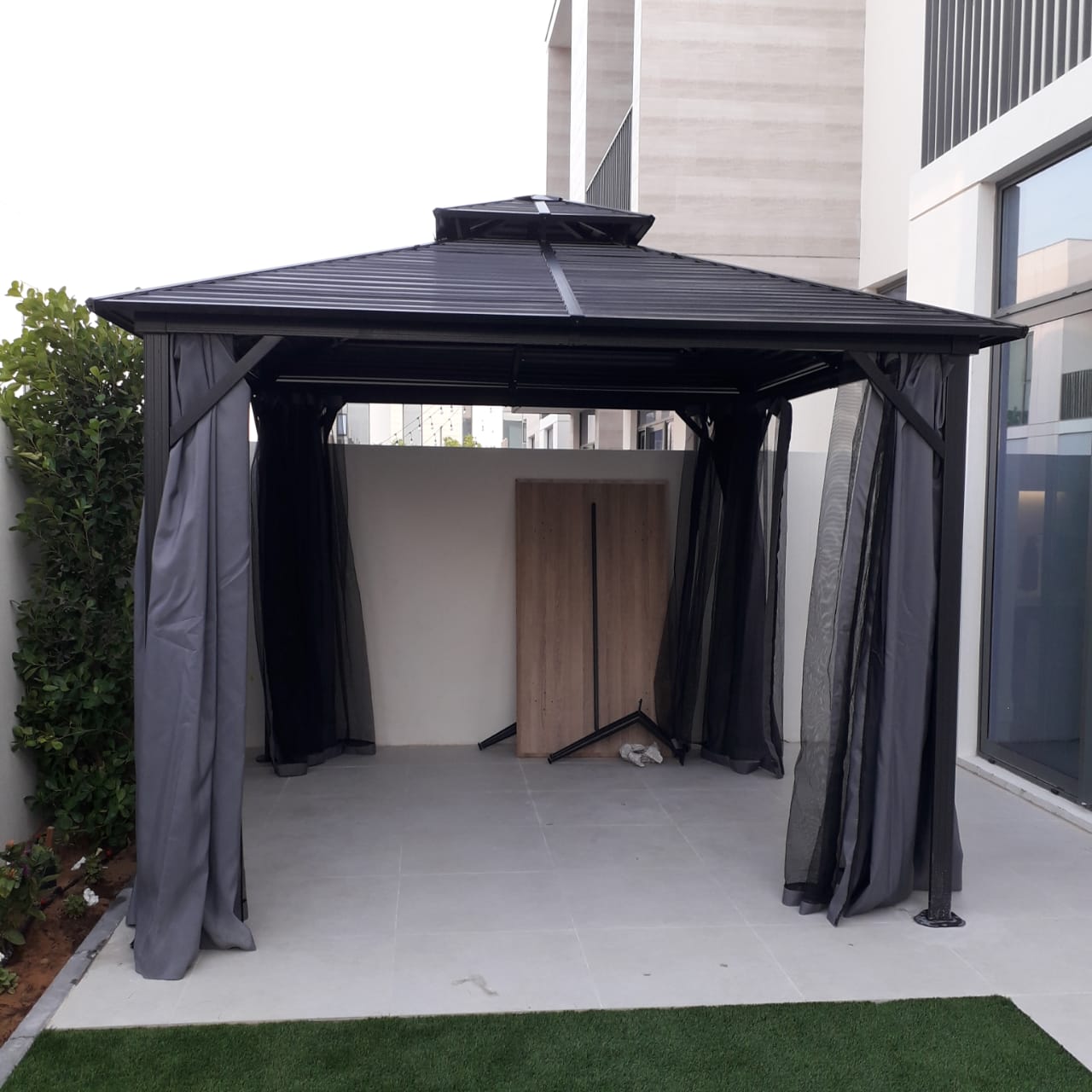 3x3m Double Roof Aluminum Gazebo Black photo review