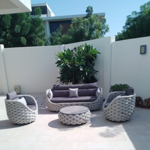 Outdoor Comfort Rope Articles Leisure Terrace Chair Garden Sofas Set for Villa Hotel photo review