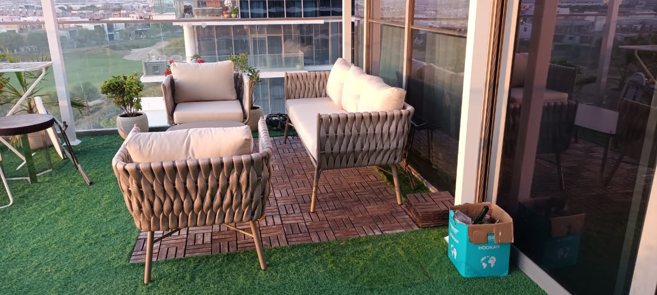 Swin Aluminum 5 Seater Outdoor Weaving Rope Furniture Sofa Set photo review