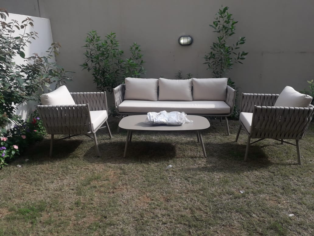 Swin Aluminum 5 Seater Outdoor Weaving Rope Furniture Sofa Set photo review