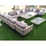 Swin Aluminum Frame Rope Style 10 Seater Outdoor lounge Sofa Set - Image 6
