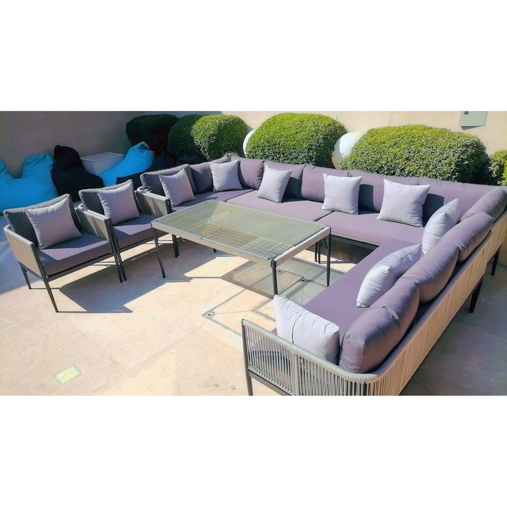 Swin Aluminum Frame Rope Style 10-Seater Outdoor lounge Sofa Set photo review