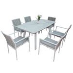 Swin Aluminum Frame 6-Seater Outdoor Dining Set with Cushions for Garden and Patio - Image 2