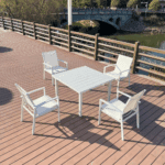 Swin Wonderful Aluminum  4-Seater Outdoor Dining Set  for Garden and Patio, White - Image 3