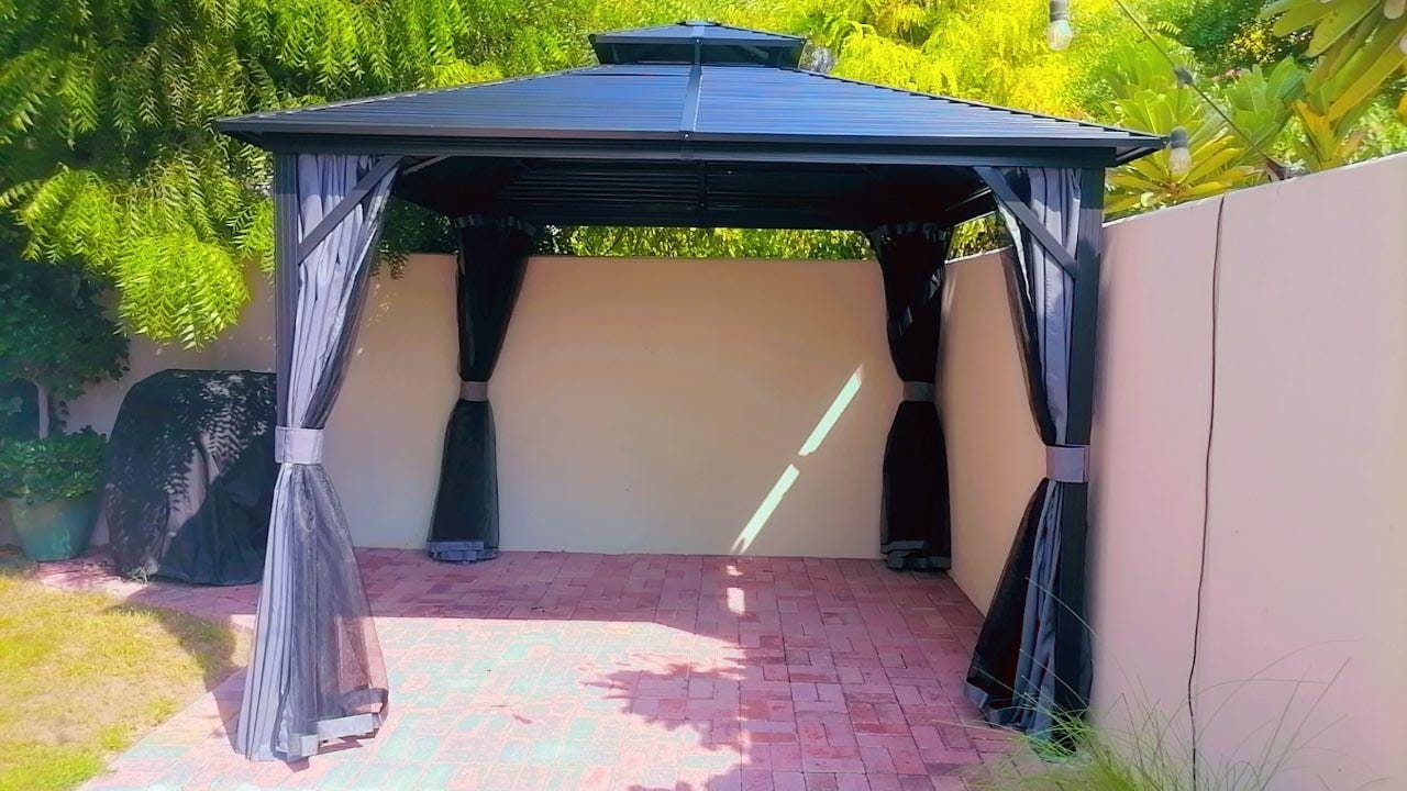 خيمة ألمنيوم باللون الأسود بسقف مزدوج بمقاس 3x3 متر photo review
