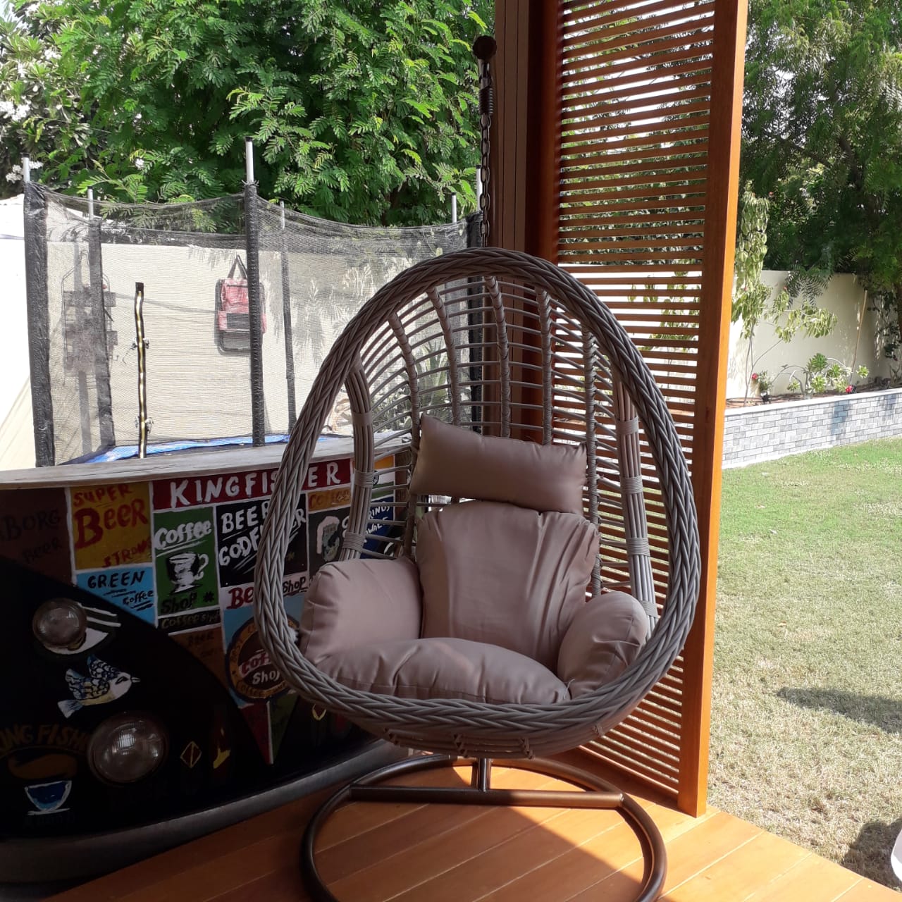 Swin Iron Frame PE Imitate Rattan Comfortable Swing Chair photo review