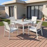 Swin Wonderful Aluminum 4-Seater Outdoor Dining Set for Garden and Patio, White