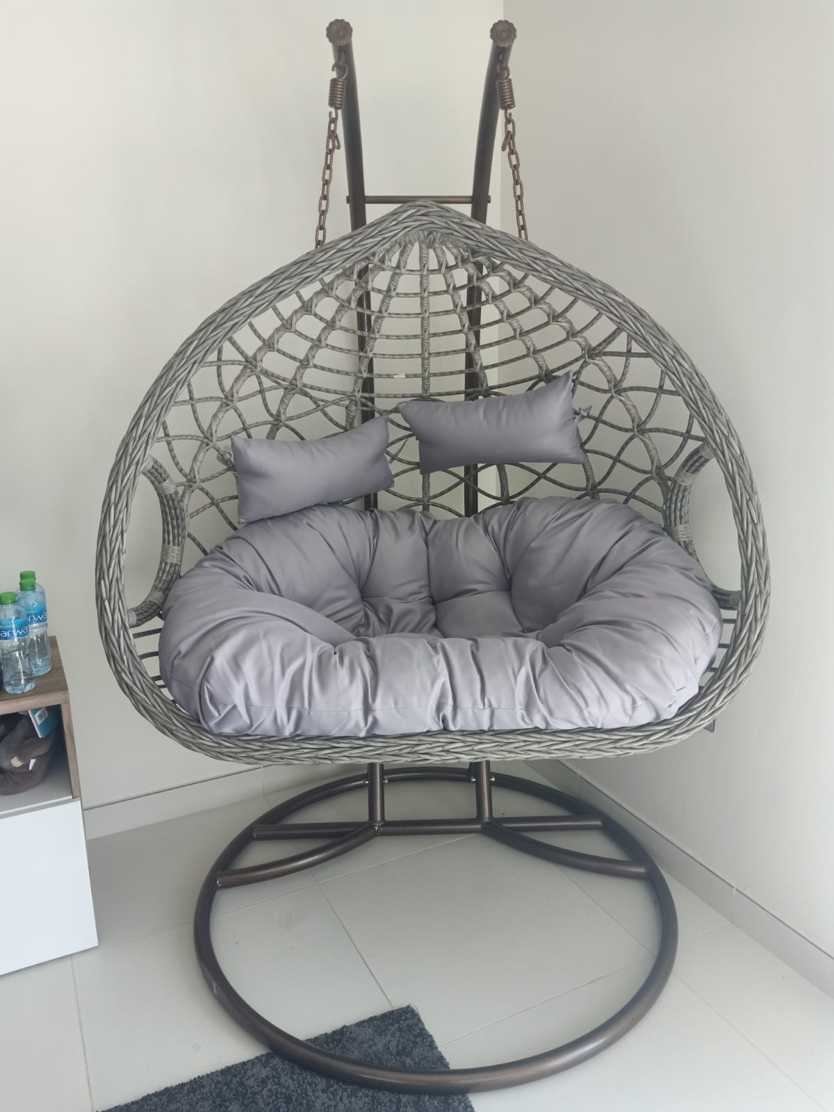 Swin Fancy Outdoor Iron Hanging Chair With  Comfortable Cushion for Garden Balcony Terrace and Patio, Grey photo review