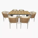 Swin All-Weather Resistant Aluminum Frame WPC 6-Seater Outdoor Dining Set with Cushions for Garden and Backyard - Image 2