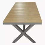 Swin All-Weather Resistant Aluminum Frame WPC 6-Seater Outdoor Dining Set with Cushions for Garden and Backyard - Image 7