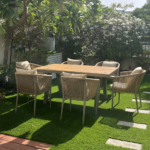 Swin 6-Seater Outdoor Dining Set with All-Weather Resistant Aluminum Frame, WPC & Cushions for Garden and Backyard