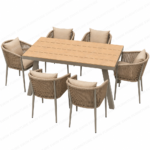 Swin 6-Seater Outdoor Dining Set with All-Weather Resistant Aluminum Frame, WPC & Cushions for Garden and Backyard - Image 4