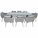 Swin Luxurious Aluminum Frame WPC 8-Seater Outdoor Dining Set with Cushions for Balcony and Backyard