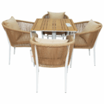 Swin  Weatherproof Aluminum Frame WPC 4-Seater Outdoor Dining Set with Cushions for Garden - Image 2