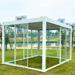 Shuttered Roof Aluminum 3x3m Gazebo with sliding glass door - Image 3