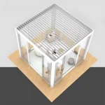 Shuttered Roof Aluminum 3x3m Gazebo with sliding glass door - Image 2