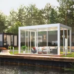 Shuttered roof Aluminum 3x4m Galass Room with Sliding Door