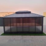 Double Hardtop Gazebo Outdoor Screen House Backyard Sun Room Aluminum Solarium with Sliding doors - Image 6