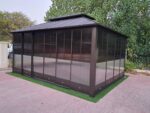 Double Hardtop Gazebo Outdoor Screen House Backyard Sun Room Aluminum Solarium with Sliding doors - Image 4