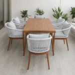 Swin Luxurious Aluminum Frame WPC 6-Seater Outdoor Dining Set with Cushions for Balcony and Backyard