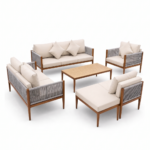 Swin Premium 8 Seater Outdoor Garden Sofa with Durable Aluminum Frame, Comfortable Sponge Cushion, and Weather-Resistant Polyester Fabric - Image 2