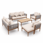 Swin Premium 8 Seater Outdoor Garden Sofa with Durable Aluminum Frame, Comfortable Sponge Cushion, and Weather-Resistant Polyester Fabric - Image 2