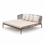 Swin Double Daybed with Aluminum Frame in Wood Finish & Off-White Cushions - Image 2