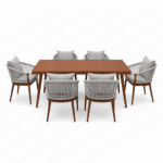 Swin Luxurious Aluminum Frame WPC 6-Seater Outdoor Dining Set with Cushions for Balcony and Backyard - Image 2